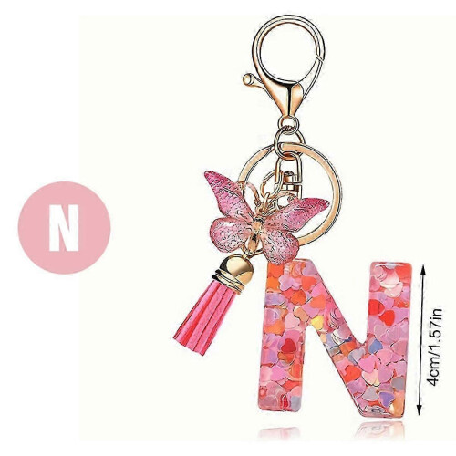 Letter keychain for M style with cute initial pendant 1