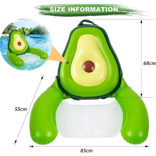 Inflatable floating hammock - Avocado shape - Breathable mesh seat - Built-in armrests 1