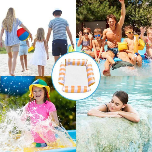 Pool Float, Inflatable Pool Hammock, 4-in-1 Inflatable Hammock, Multi-Purpose Floating Chair, Orange, 115 x 115 cm 2