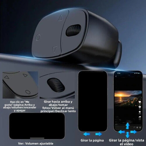 Black ring remote control Bluetooth scrolling function selfie video smartphone 2