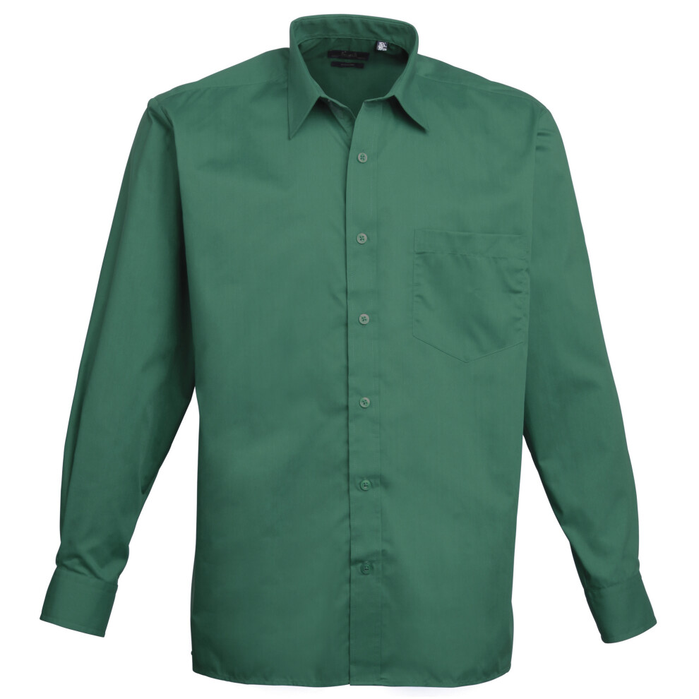 Premier (15, Emerald) Mens Poplin Long-Sleeved Formal Shirt Multicoloured