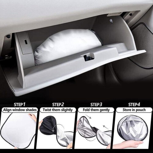 Foldable Car Interior Windshield Sunshade, UV and Heat Protection, Silver Model, Size S 2
