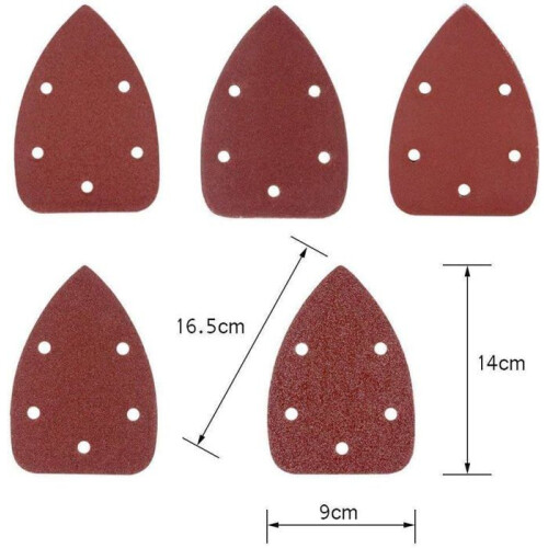 40 triangular abrasive sheets for 140mm sanders, 5-hole detail sandpaper, 1 pack 2