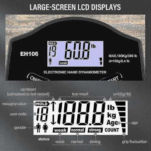 Gripkrachtmeter voor fitnesstests, 396 lbs digitale USB-dynamometer 1