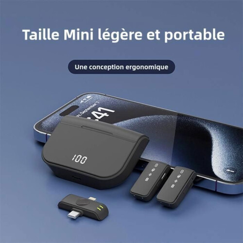 Wireless Microphone - Lavalier Microphone - 30m Range - Noise Cancellation - 600mAh Rechargeable Battery 1