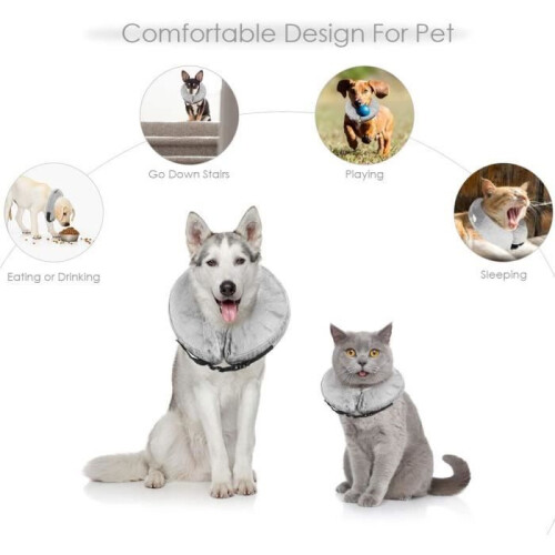 Inflatable Recovery Collar - L - Adjustable - Comfortable - Gray 1