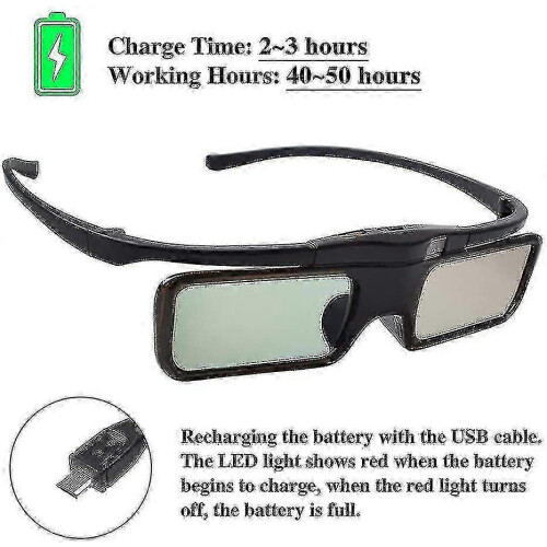 Active shutter 3D glasses for RF projectors rechargeable design 2