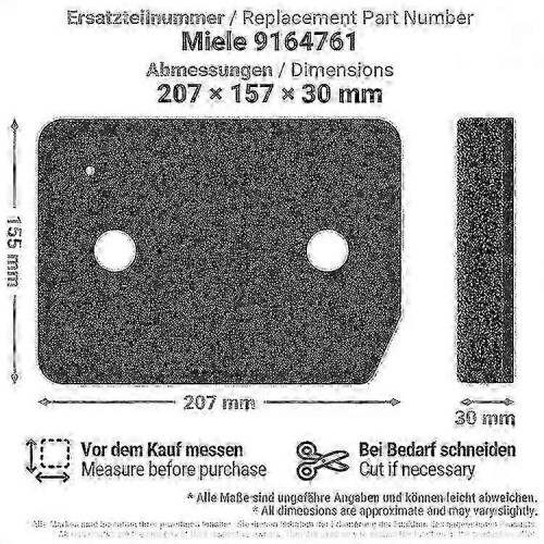 Replacement foam sponge filter for Miele tumble dryer - 2pcs set 1