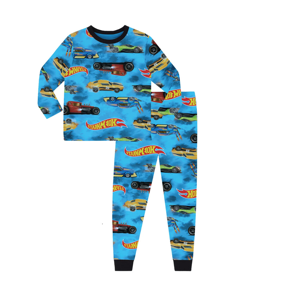 Hot Wheels (4-5 Years, Multicoloured) Childrens/Kids Cars Logo Long Pyjama Set