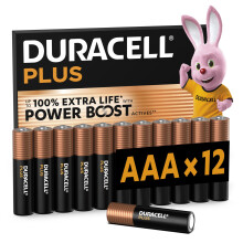 DURACELL Plus AAA Batteries (12 Pack) – Alkaline Batteries 1.5V – Up to 100% Extra Life with POWER BOOST Actives– Reliability For Everyday Devic