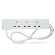 STATUS 4 Way Socket Extension Lead, 1m Cable, White (4WS1M20)
