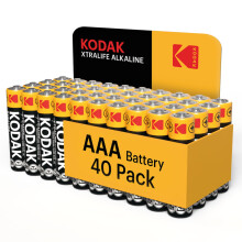 Kodak Xtralife 40 Pack of AAA Alkaline Batteries with a 10-Year Shelf Life, Each Battery is Ideal for High-Drain and Low-Drain Electronic Devices, Ea