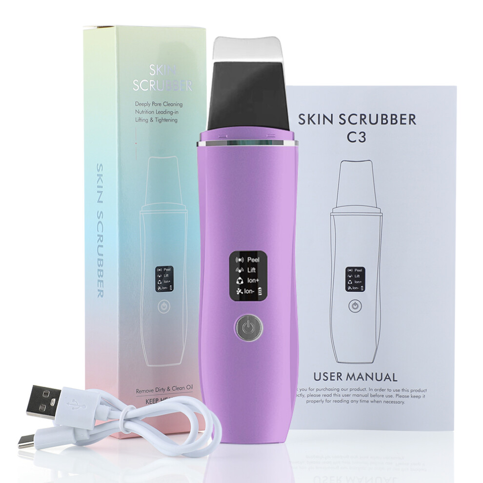 Stoyotu (Purple) Ultrasonic Blackhead Remove Scrubber Blackhead Cleaning Pore Beauty Device Dead Skin Acne Scalper Facial Deep Pore Cleanser