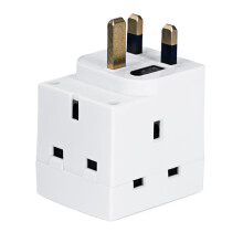 Status 3 Way Multi Plug Adaptor, UK Type G Plug, 3 Socket Extension Adaptor for Home or Office, White, Pack of 1 (3WABULK8)