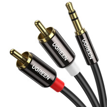UGREEN RCA to 3.5mm Cable Phono Mini Jack Stereo Lead Gold-plated Red and White Aux Headphone Cord RCA Audio Y Splitter Compatible with Hi-Fi Amplifi