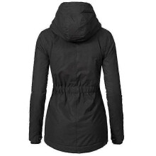 (2XL, Black) Waterproof Warm Hooded Winter Coat Thickend Fleece Lined Cotton Coat For Women