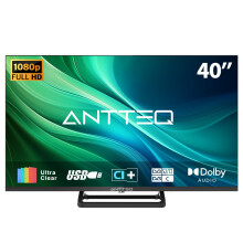 Antteq 40 Inch TV, FHD TV Central Stand Design 1080P Freeview HD Dolby Audio DVB T2/S2 LED Television, HDMI USB Media Player Monitor PS5 Xbox, Standa