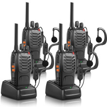 Maylawn Walkie Talkies Pack of 4, Long Range Walkie Talkies for Adults with Rechargeable Batteries, Portable 2 Way Radio with LED Light Earpieces 16C