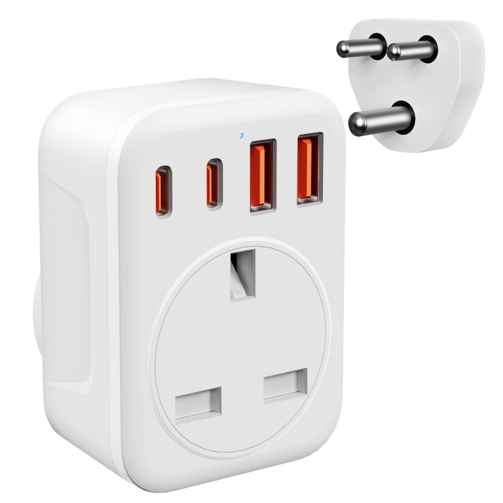 Omivine Uk To South Africa Plug Adapter, 5 In 1 Type M Sa Travel Power Adapter Converter Mit 1 Ac 2 Usb-C 2 Usb-A For South Africa, Lesotho, Mozambiq 5008536739666