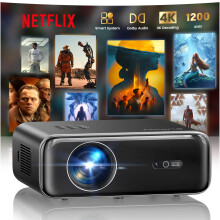 【Netflix Included/Dolby Audio】Smart 4K Projector,1400ANSI FHD 1080P Portable Projector,HDR10 Short Throw Auto Focus/Keystone WiFi6 Bluetooth 50% Z
