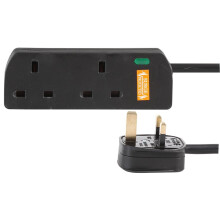 pro elec PELB1953 2 Gang Surge Protected Extension Lead, 3m, Black
