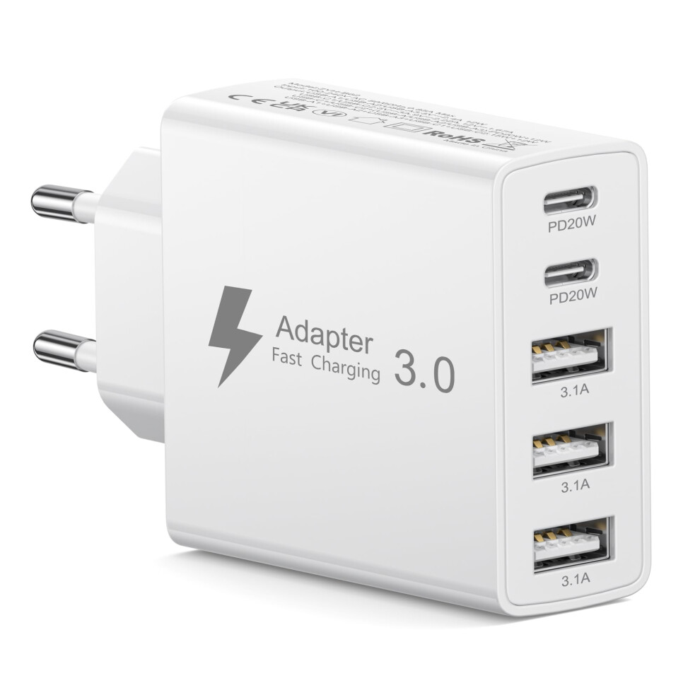 Eu Travel Adapter Charger, European Plug Adapter Fast Charging With 2 Usb C&3 Usb A, 50W European Wall Adaptor Eu Adaptor Plug Fast Charger Compatibl 5004126450836