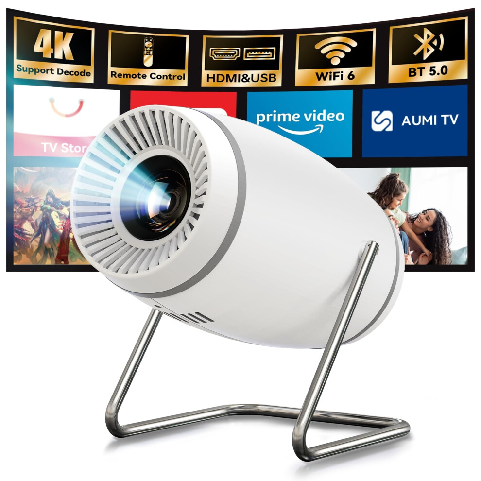 Photos - Projector Mini  with WiFi 6 and Bluetooth 5.0, Portable Smart  4K 1080P Supported, Auto Keystone Video  for