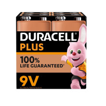 4 x Duracell 9 V Plus 6LR61 / MN1604 Alkaline Batteries, 1 Blister Pack of 4 Batteries