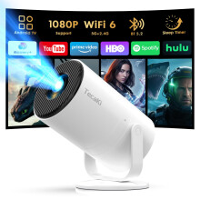 【Android 14 & Built-in Apps】Tecaki Mini Projector with WiFi 6 and Bluetooth 5.2, Portable Projector Support 1080P with Auto Keystone 180 Rotatab