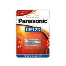 Panasonic CR123 cylindrical lithium battery for high power-consuming lightweight appliances such as smoke alarms, intruder alarm systems, head lamps,