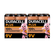 8 x Duracell 9V plus (2 blister packs of 4 batteries) 8 batteries (6LR61/MN1604)