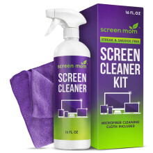 Screen Mom Screen Cleaner Spray and Wipe Microfiber Cloth 16oz Streak Free Formula Monitor Spray Phone Cleaners with Monitor Wipes for TV, Laptop, Co