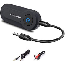 Bluetooth Transmitter, Wireless Portable Stereo USB Transmitter, Bluetooth 5.0 Transmitter for 3.5mm Audio Devices & RCA Connections, Paired with Blu