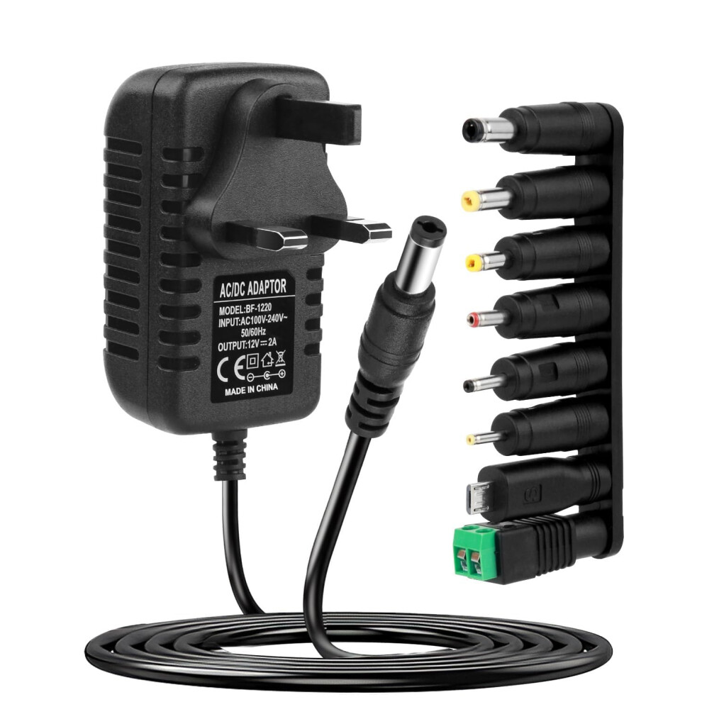 12V 1A Power Supply Adapter 100-240V 50-60Hz Ac To Dc, 12W Universal Charger With 8 Dc Adaptor, Multi Power Plug For Household Electronics Cctv Camer 5005080949145