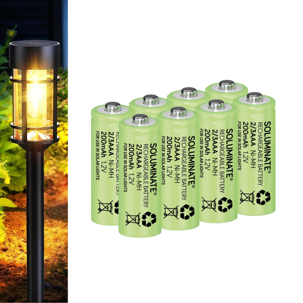 Soluminate Rechargeable 2/3Aaa Solar Batteries For Garden Solar S Latest 1.2V Nimh Technology (2-3Aaa, 2/3Hr03, Two-Thirds-Aaa 29.5Mm X 10 Light 5009395829291