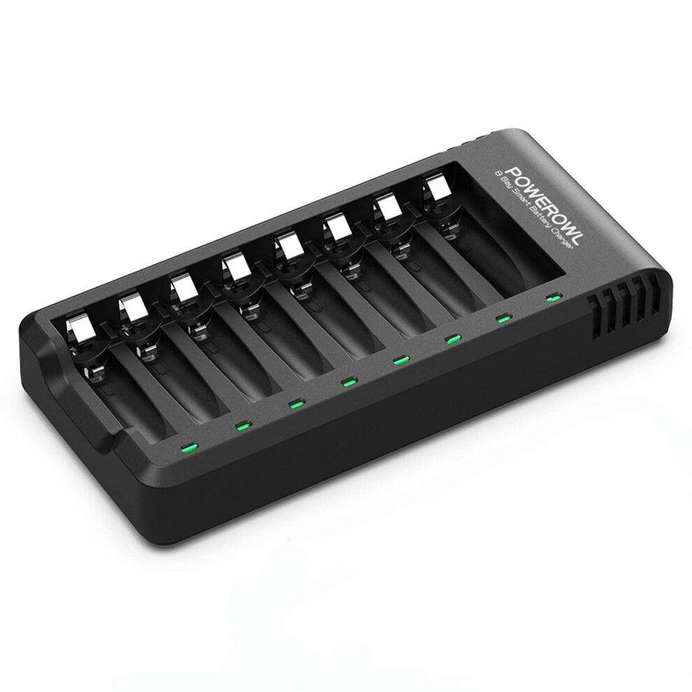 Powerowl 8 Bay Aa Aaa Battery Charger (Usb High-Speed Charging, Independent Slot) For Ni-Mh Rechargeable Batteries (No Adapter) 5003227679146