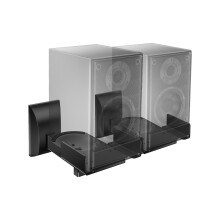 WALI Speaker Wall Mounts, Dual Side Clamping Bookshelf Mounting Bracket for Large Surrounding Sound Speakers, Retractable Speaker Bracket, Angle Adju