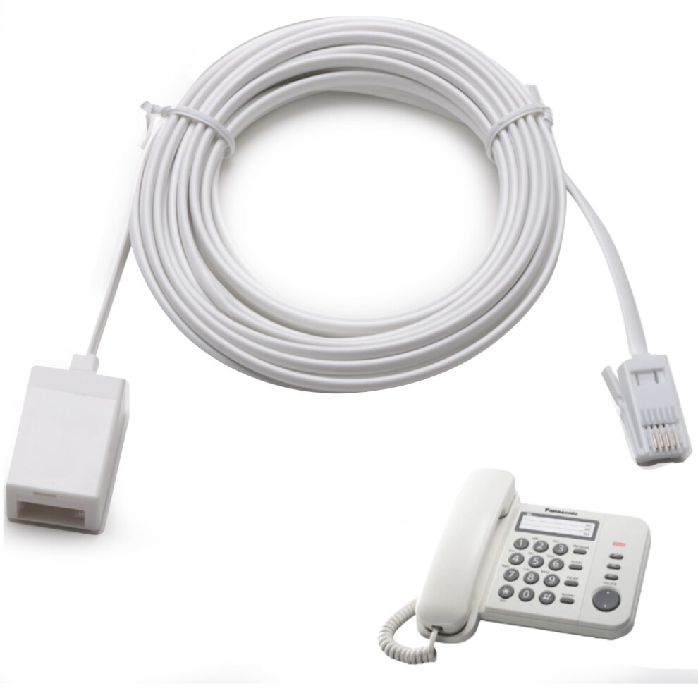 Oupdate 5M Bt Telephone Extension Cable, 6P4c Bt Male To Female Extension Cable Straight Through Phone Cables For Landline, Uk Landline Phone Cord Fo 5002216208954