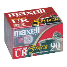 Maxell 108562 UR-90 5PK Normal Bias Audio Cassettes 90 Minute With Cases 5 Pack