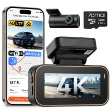 70mai 4K Dash Cam Front and Rear A810 Lite, 5Ghz WiFi 6 Dash Cam, Support 4G LTE Remote Access, GPS Tracking, HDR Night Vision, 24H Parking Mode, Voi