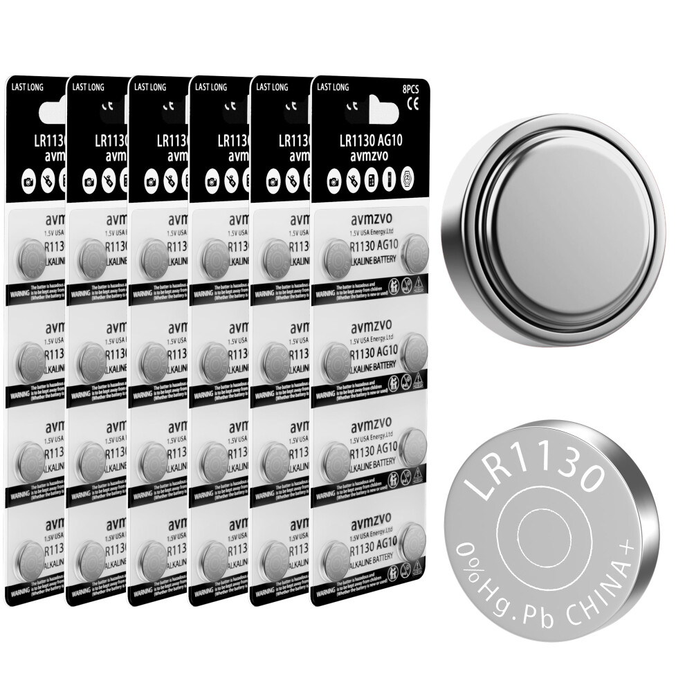 Lr1130 Batteries Button Cells Ag10 Lr 1130 Battery 1.5V (48 Pieces) Lr54 1131 189 Alkaline Button Cell Without Mercuryã3 Year Warrantyã (Lr1130-6- 5000097134294