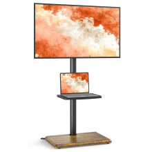 5Rcom Universal Swivel TV Floor Stand with Mount for 32-60 Inch TVs up to 40 kgs, Height Adjustable TV Stand with Swivel, Tall TV Stand with Black Wo