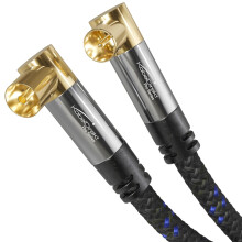 4K aerial cable Nylon braided, TV cable 90 angled connectors – 1m – with break-proof metal plugs for digital & analogue TV (male to female angle