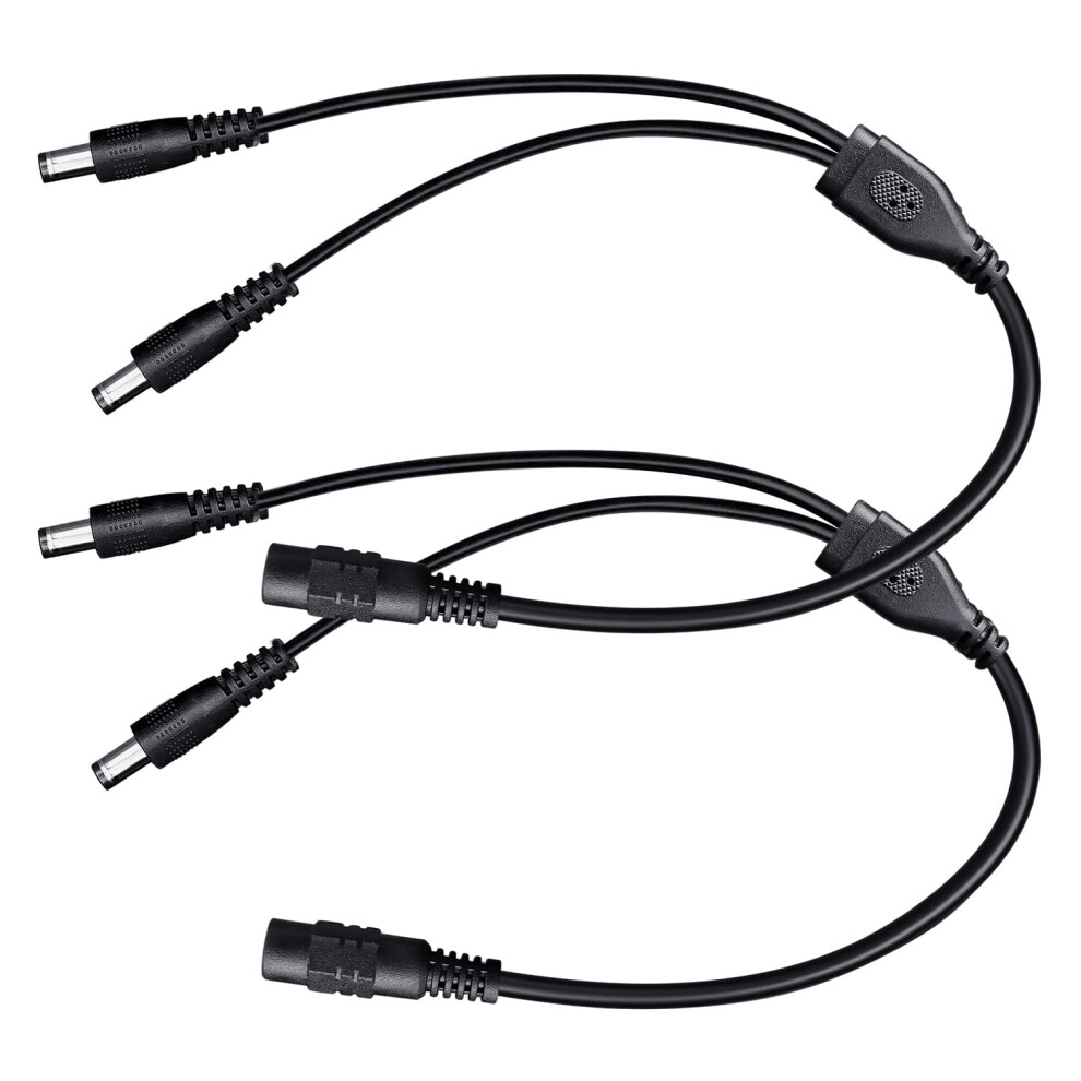 Anlink Dc Power Splitter Cable-2 Pack Black, 1 Female To 2 Male 5.5Mm*2.1Mm Power Output Adapter Cord For Cctv Security Cameras, Led Strip Lights And 5003850913662