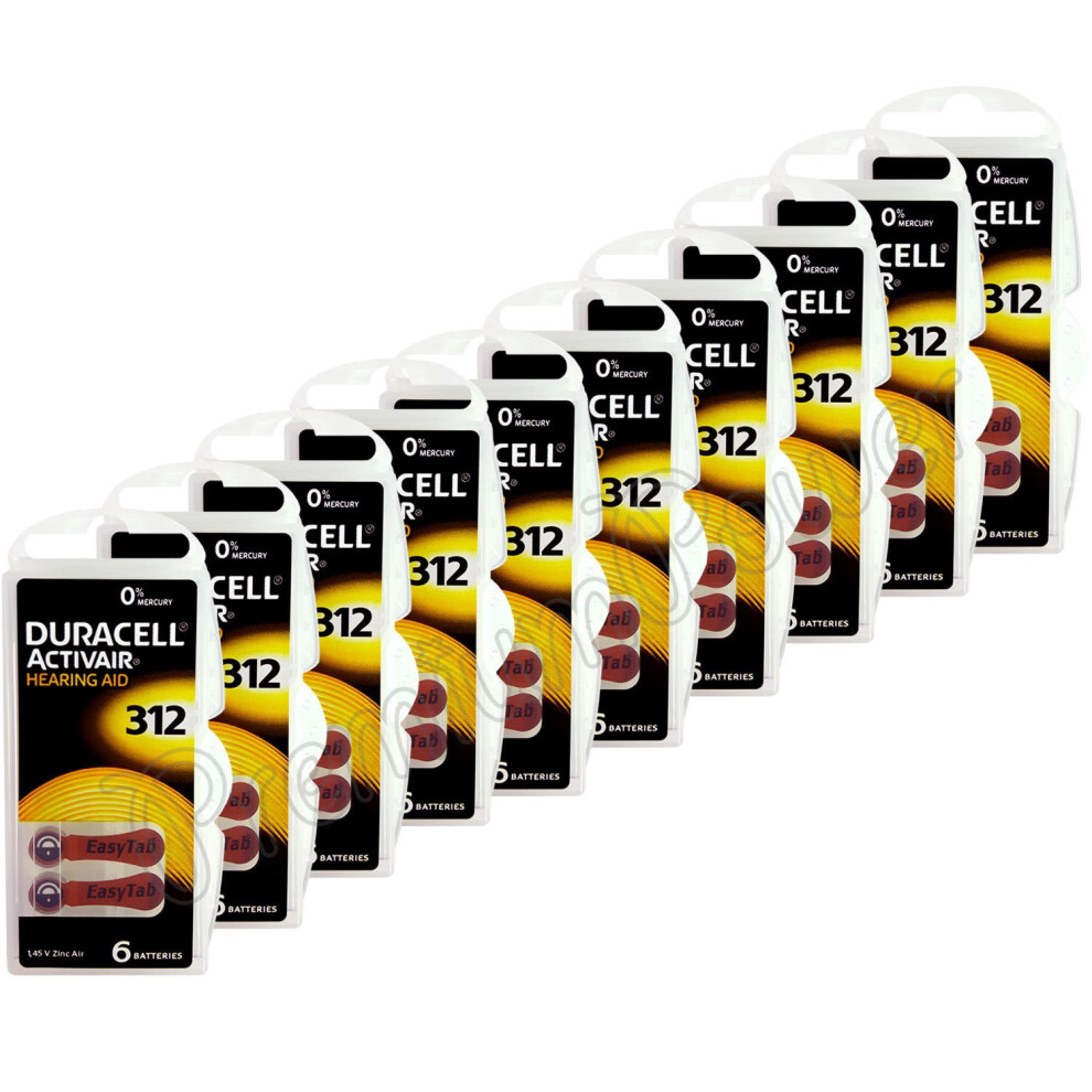 Duracell Hearing Aid Batteries, Size 312 120 Batteries Brown
