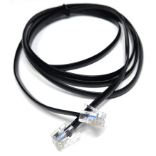 DRUT 2m FLAT RJ12 to RJ12 6P6C Cable Lead Plug to Plug RJ11 with 6 pin Wire 6.5ft Black