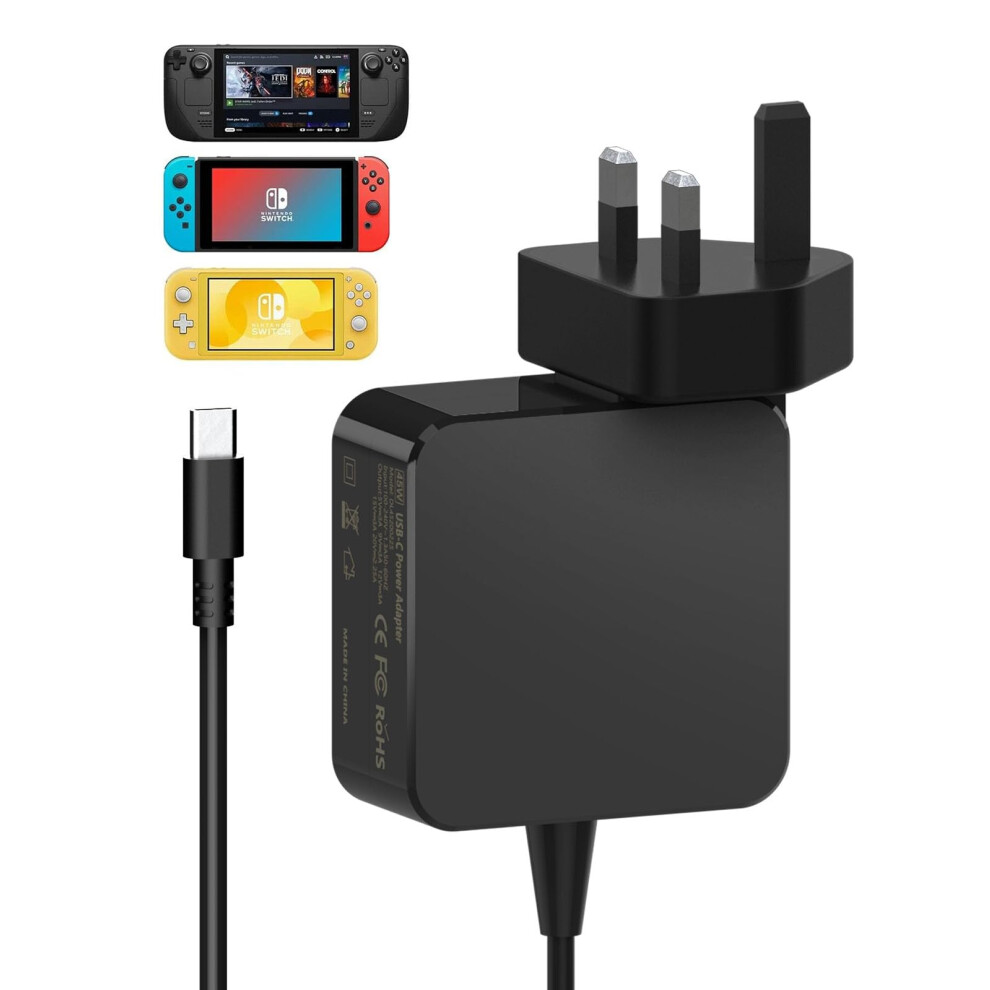 Mjxyxcdh 45W Fast Charger For Nintendo Switch/Steam Deck, Compatible With Switch/Steam Deck/Switch Lite/Switch Oled/Switch Dock/Switch Pro Controller 5000097583481