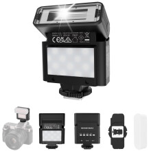 NEEWER BASICS Mini Camera Flash with 2W LED Video Light/GN10/0.5-3.5s Recycle/550 Flashes/6500K300K/800mAh Battery, Compatible with Canon Fujifilm S