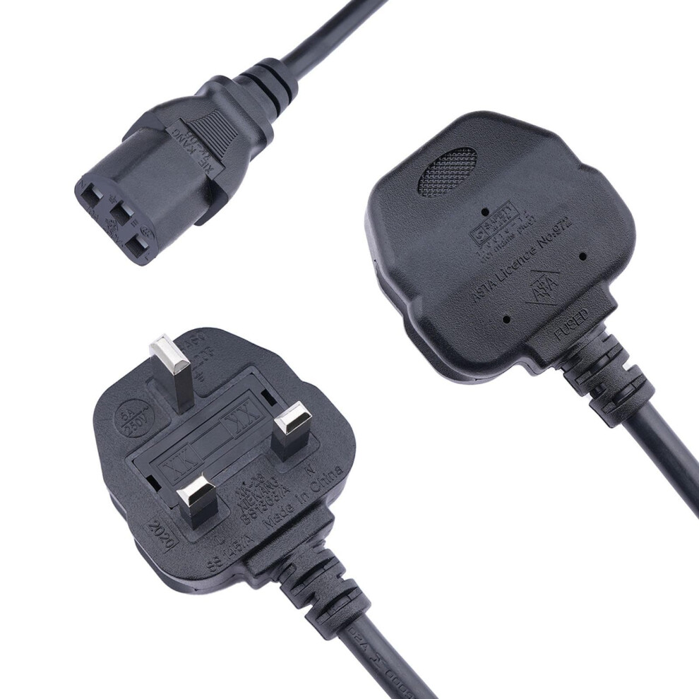 Lite-An Uk Plug Bs 1363 To Iec C13 Kettle Lead Power Cable, 3 Metre Length, Black 5008883277095