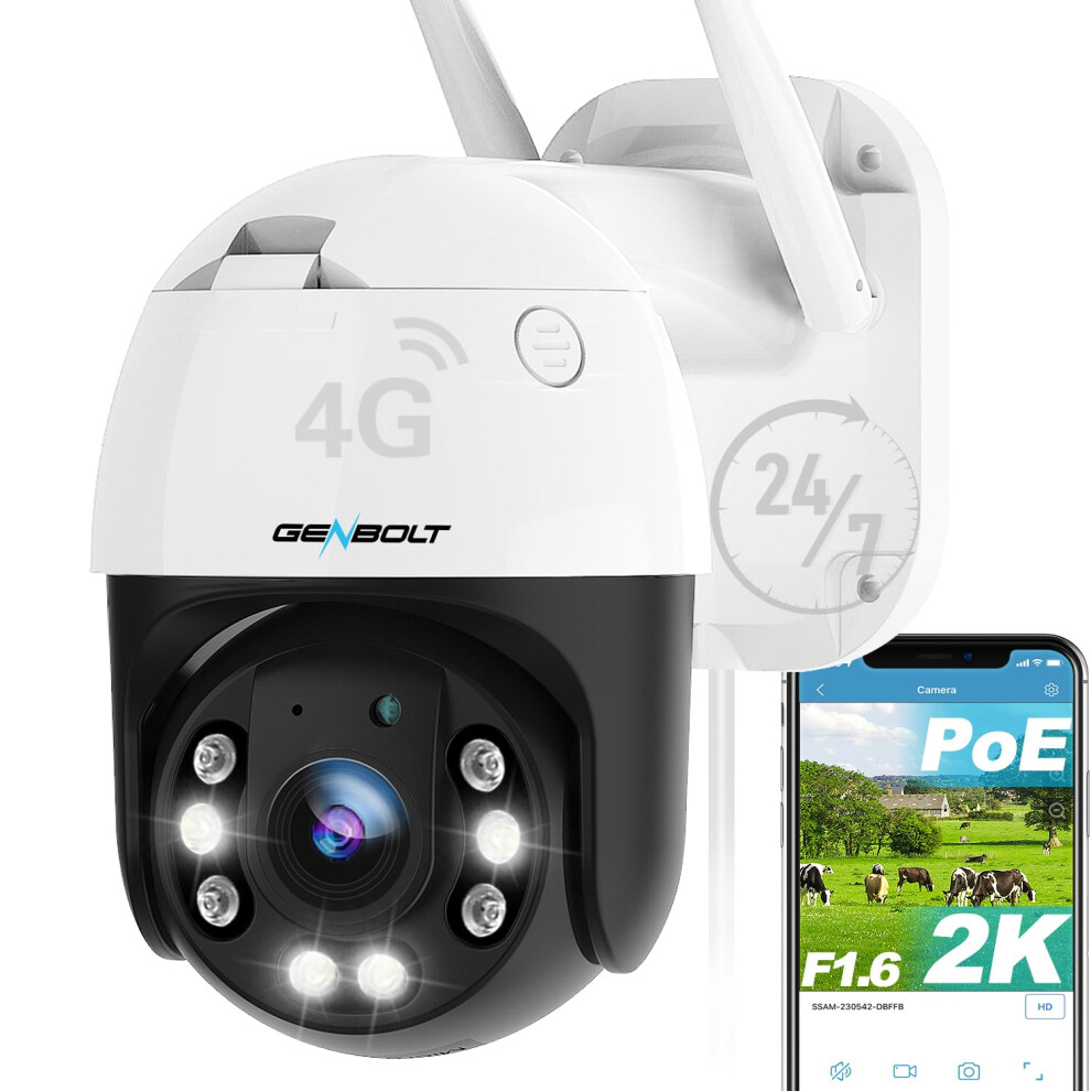 Genbolt 2K 3G/4G Lte Security Camera Outdoor No Wifi,Cellular Cctv Camera 25Fps With Sim Card,Ip Surveillance Camera Wired 24/7 Recording Humanoid De 5006961471779